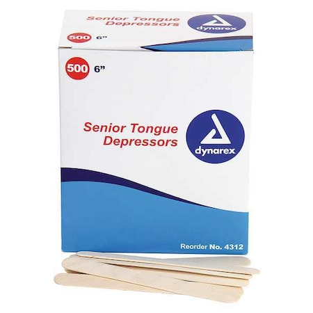 Tongue Depressors, Wood, 6 in L, 5/8 in W MPN:25-900