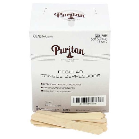 Tongue Depressors, Wood, 6 in L, 3/4 in W MPN:25-950