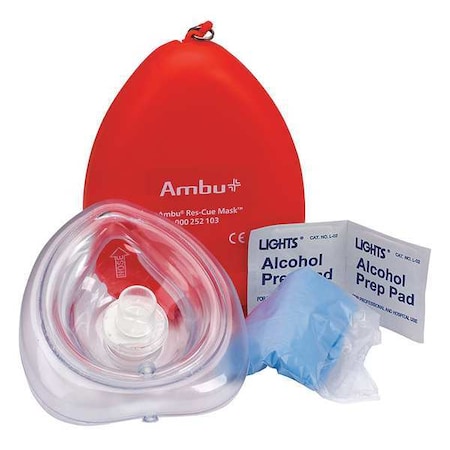 CPR Mask, 6 Components, 4-1/4 in. L MPN:M573-AMBU