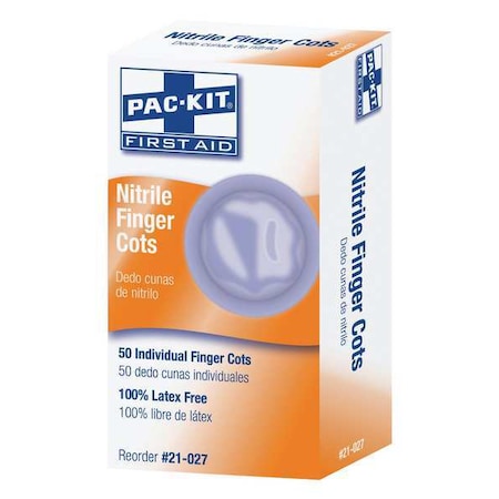 Finger Cots, Nitrile, 3 mil Thickness, Blue, L, 50 PK MPN:21-027