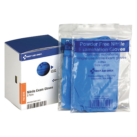 First Aid Kit Refill, 3 mil Palm, Nitrile, Powder-Free, L, 4 PK, Blue MPN:FAE-6018