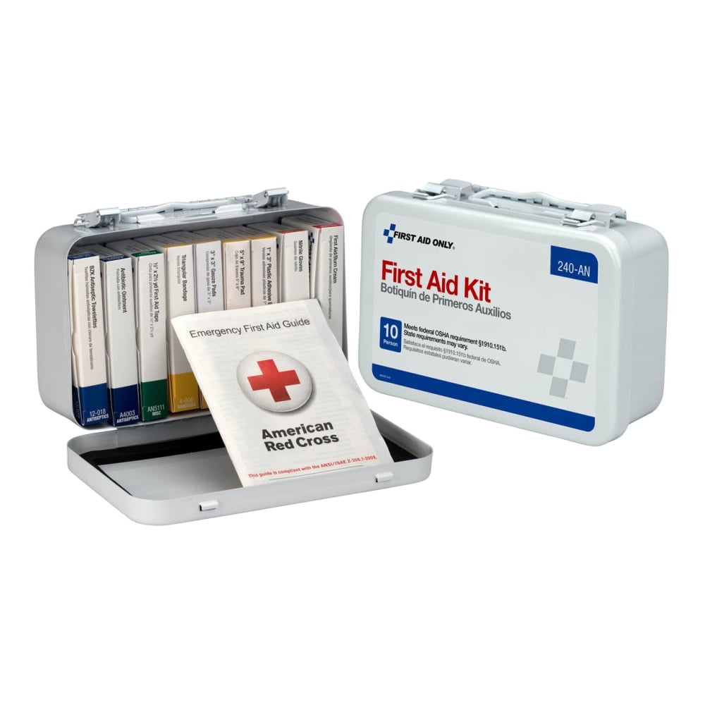 10 Unit First Aid Kit Metal Case MPN:240-AN
