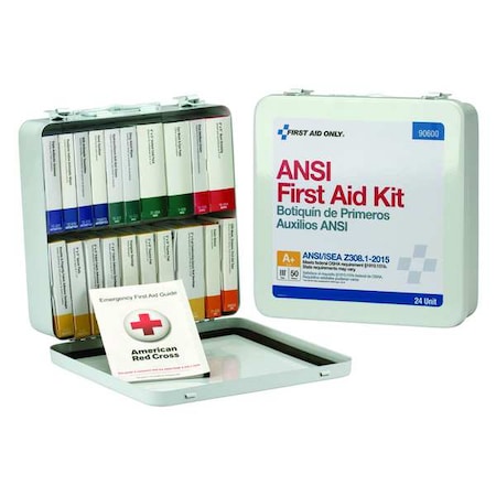 24 Unit First Aid Kit Ansi A+  Metal Case MPN:90600