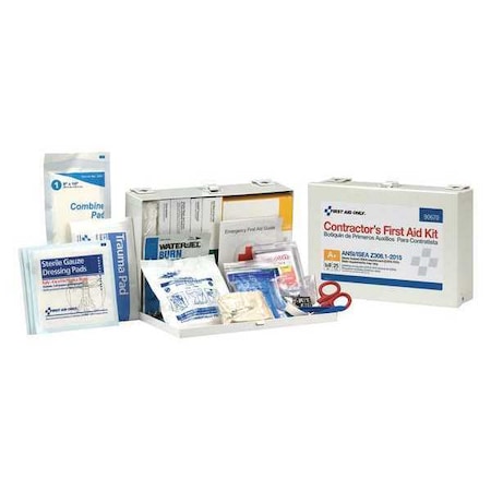 25 Person Cont Ansi A+ First Aid Kit Metal Ca MPN:90670