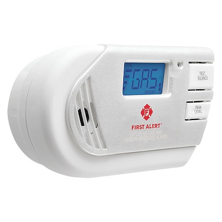 Carbon Monoxide and Gas Alarm, 85 dB at 10 ft, (2) AA Batteries, 120V AC, Electrochemical MPN:GCO1CN