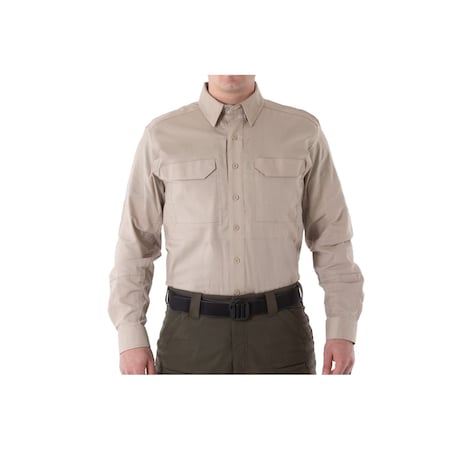 Long Sleeve Shirt, 35% Cotton, 65% Polyester, Button, 4 Pocket(s), Khaki, L MPN:111006