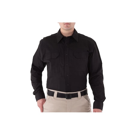 Long Sleeve Shirt, 35% Cotton, 65% Polyester, Button, 4 Pocket(s), Black, XXL MPN:111006