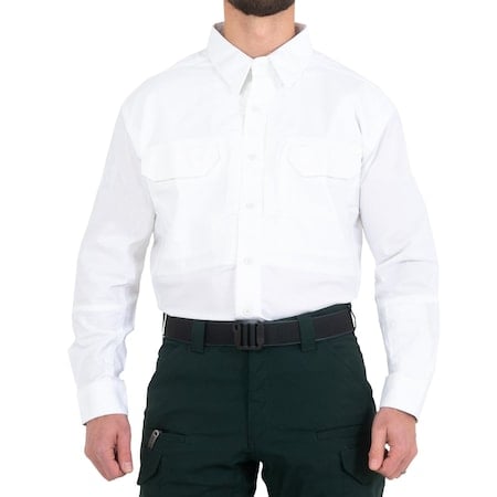 Long Sleeve Shirt, 35% Cotton, 65% Polyester, Button, 4 Pocket(s), White, L MPN:111006
