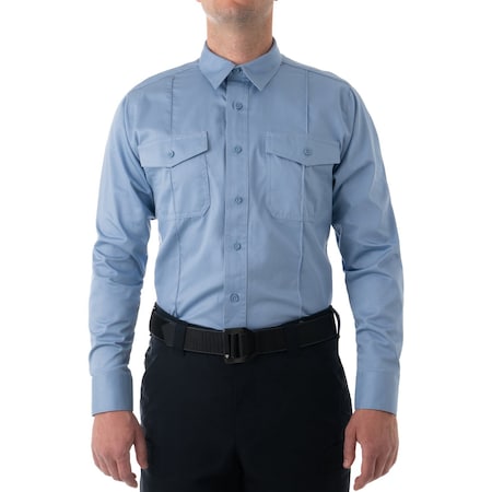 Long Sleeve Shirt, 100% Tough Cotton™, Button, Zipper, 4 Pocket(s), Medium Blue, XXL MPN:111009