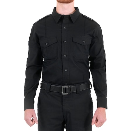Long Sleeve Shirt, 35% Cotton, 65% Polyester, Button, Zipper, 2 Pocket(s), Black, L MPN:111011