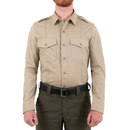 Long Sleeve Shirt, 35% Cotton, 65% Polyester, Button, Zipper, 2 Pocket(s), Silver Tan, XXL MPN:111011