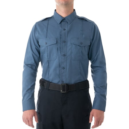 Long Sleeve Shirt, 35% Cotton, 65% Polyester, Button, Zipper, 2 Pocket(s), French Blue, S MPN:111011