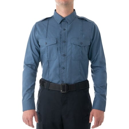 Long Sleeve Shirt, 35% Cotton, 65% Polyester, Button, Zipper, 2 Pocket(s), French Blue, S MPN:111011