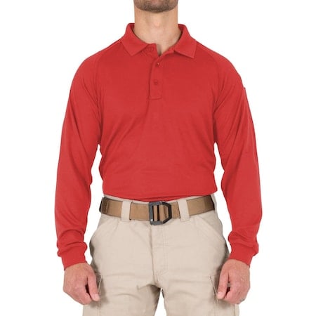 PERFORMANCE POLO LONG SLEEVE, 100% Polyester, Button, 1 Pocket(s), Red, 5XL MPN:111503
