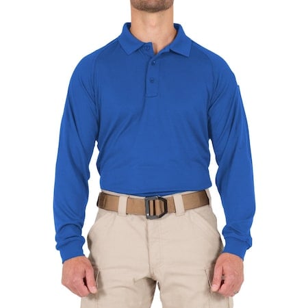 PERFORMANCE POLO LONG SLEEVE, 100% Polyester, Button, 1 Pocket(s), Royal Blue, L MPN:111503