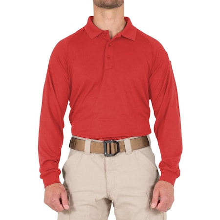 PERFORMANCE POLO LONG SLEEVE, 100% Polyester, Button, 1 Pocket(s), Red, 4XL MPN:111503