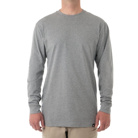 TACTIX COTTON T-SHIRTS LONG SLEEVE, 100% Cotton, Pullover, 0 Pocket(s), Heather Gray, 3XL MPN:111505