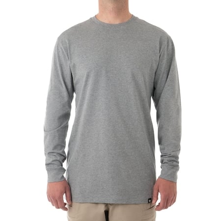 TACTIX COTTON T-SHIRTS LONG SLEEVE, 100% Cotton, Pullover, 0 Pocket(s), Heather Gray, 5XL MPN:111505