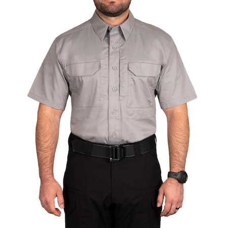 Short Sleeve Shirt, 35% Cotton, 65% Polyester, Button, 2 Pocket(s), Nickel Gray, XXL MPN:112007