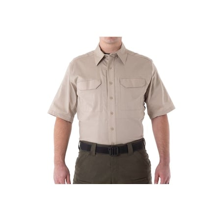 Short Sleeve Shirt, 35% Cotton, 65% Polyester, Button, 2 Pocket(s), Khaki, XS MPN:112007