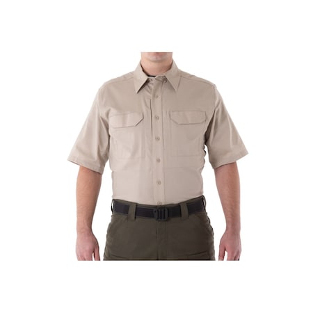 Short Sleeve Shirt, 35% Cotton, 65% Polyester, Button, 2 Pocket(s), Khaki, XXL MPN:112007