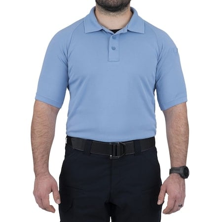 PERFORMANCE POLO SHORT SLEEVE, 100% Polyester, Button, 1 Pocket(s), Medium Blue, XXL MPN:112509