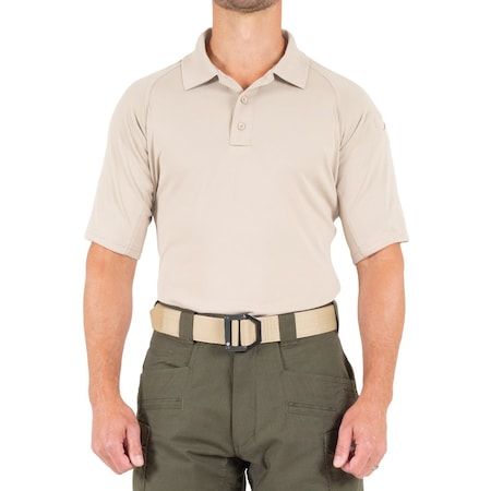 PERFORMANCE POLO SHORT SLEEVE, 100% Polyester, Button, 1 Pocket(s), Khaki, S MPN:112509