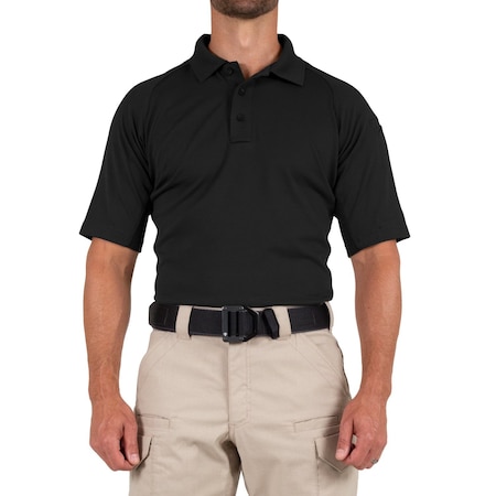 PERFORMANCE POLO SHORT SLEEVE, 100% Polyester, Button, 1 Pocket(s), Black, L MPN:112509