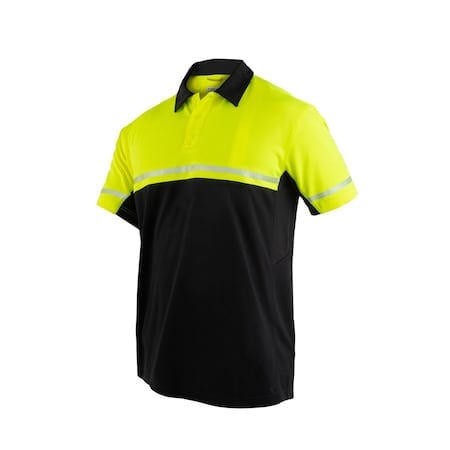 HI VIS PERFORMANCE POLO, 100% Polyester, Button, 0 Pocket(s), Yellow, XL MPN:112516