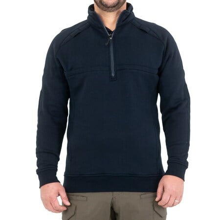 COTTON JOB SHIRT QUARTER ZIP, 20% Polyester, 80% Cotton, 1 Pocket(s), Midnight Navy, XXL MPN:118507