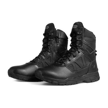 Men's Rubber Outsole, Plain Toe, Front Lace and Side Zipper, Black, 11 W MPN:165015