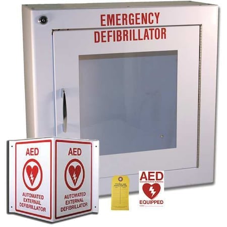 Alarmed Metal AED Labeling/Storage Cabinet, Metal Case MPN:AEDMK02