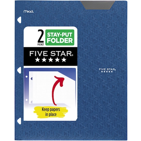 Five Star 2-Pocket Stay-Put Plastic Fold MPN:33342