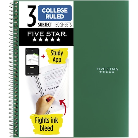 Spiral Notebook Plus Study App, 3 Sub, C MPN:51002