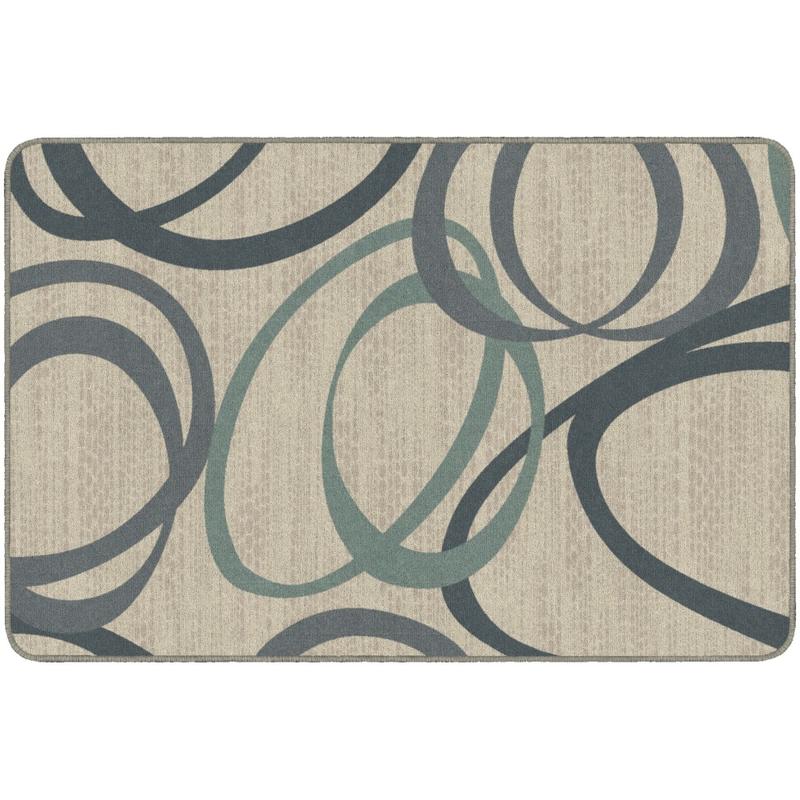 Flagship Carpets Printed Rug, Duo, 4ftH x 6ftW, Natural Blue MPN:FM200-22A