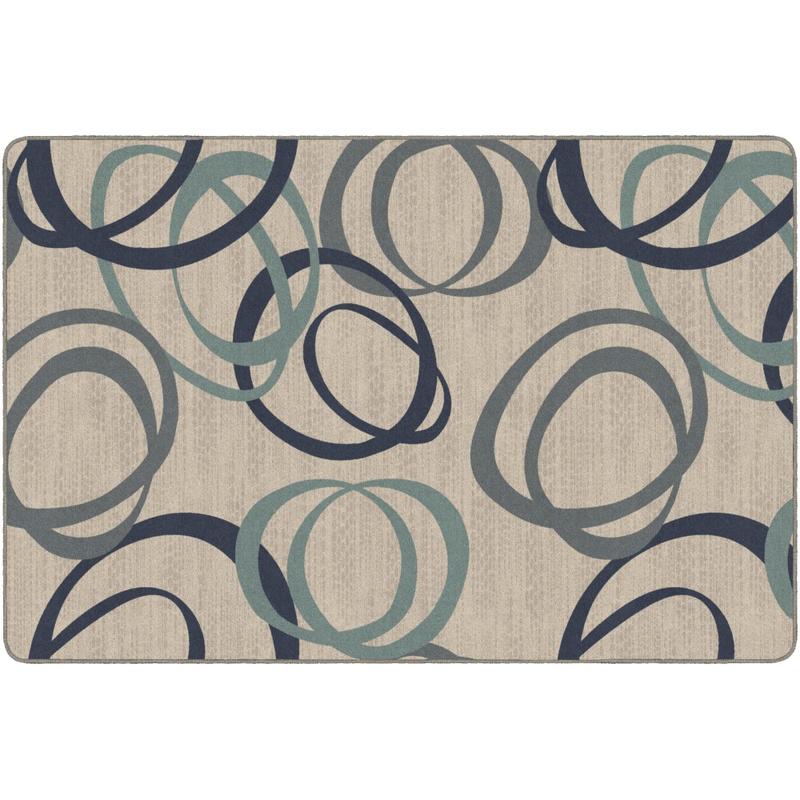 Flagship Carpets Printed Rug, Duo, 6ftH x 9ftW, Natural Blue MPN:FM200-34A