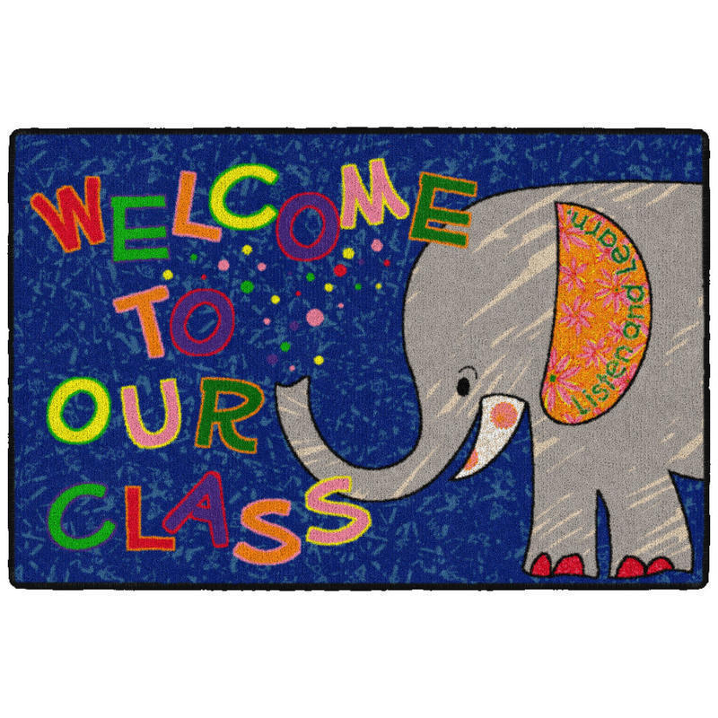 Flagship Carpets Welcome To Our Class Elephant Mat, 2ftH x 3ftW MPN:CE146-14W