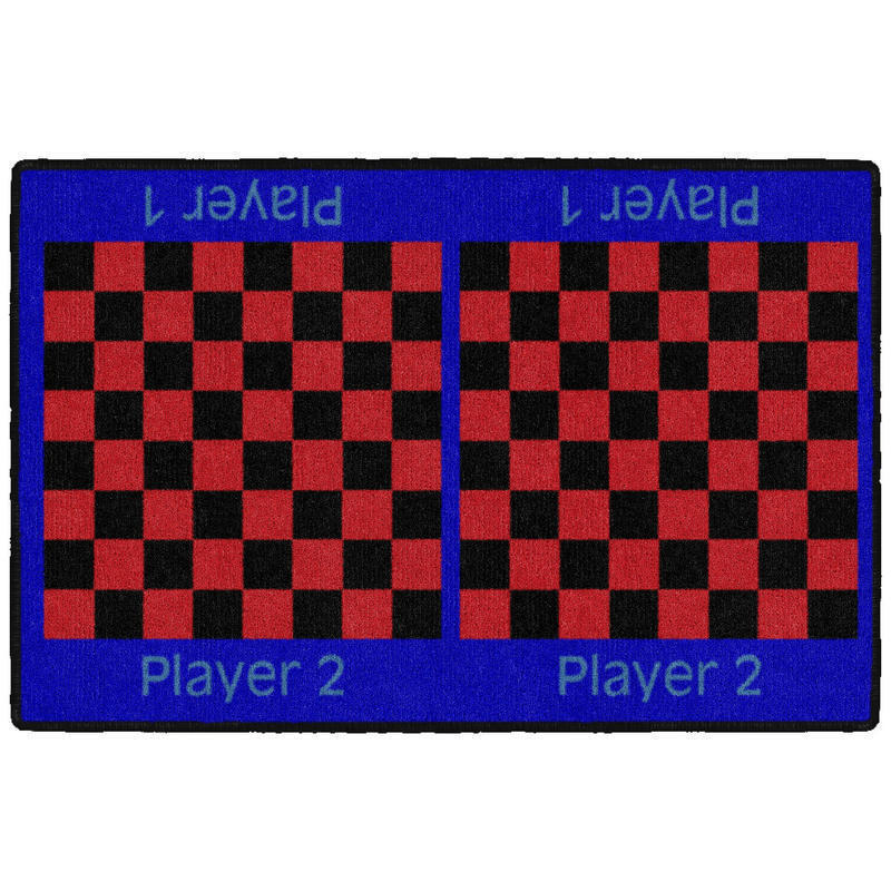 Flagship Carpets Checkers Rug, 24in x 36in, Blue/Red/Black MPN:CW1309-12FS