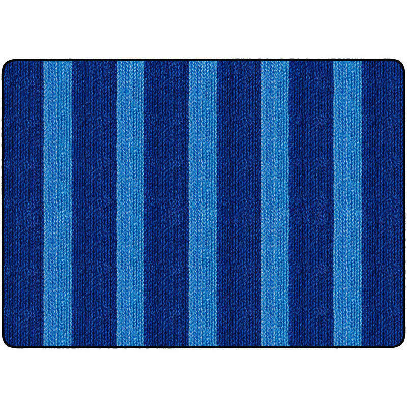 Flagship Carpets Basketweave Stripes Classroom Rug, 6ft x 8 3/8ft, Blue MPN:FA1006-32FS