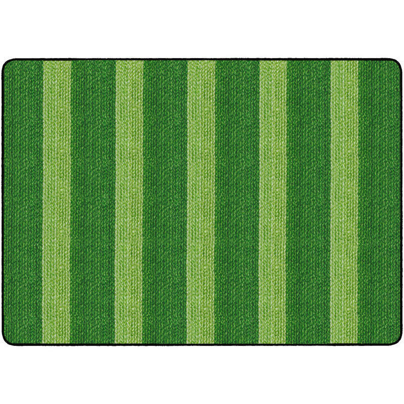 Flagship Carpets Basketweave Stripes Classroom Rug, 6ft x 8 3/8ft, Green MPN:FA1007-32FS