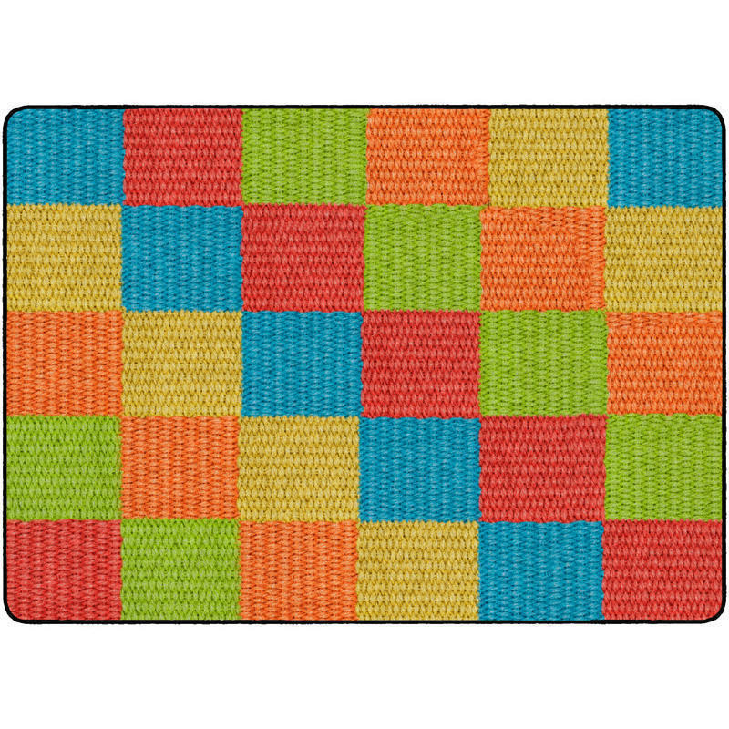 Flagship Carpets Basketweave Blocks Classroom Rug, 6ft x 8 3/8ft, Multicolor MPN:FA1009-32FS