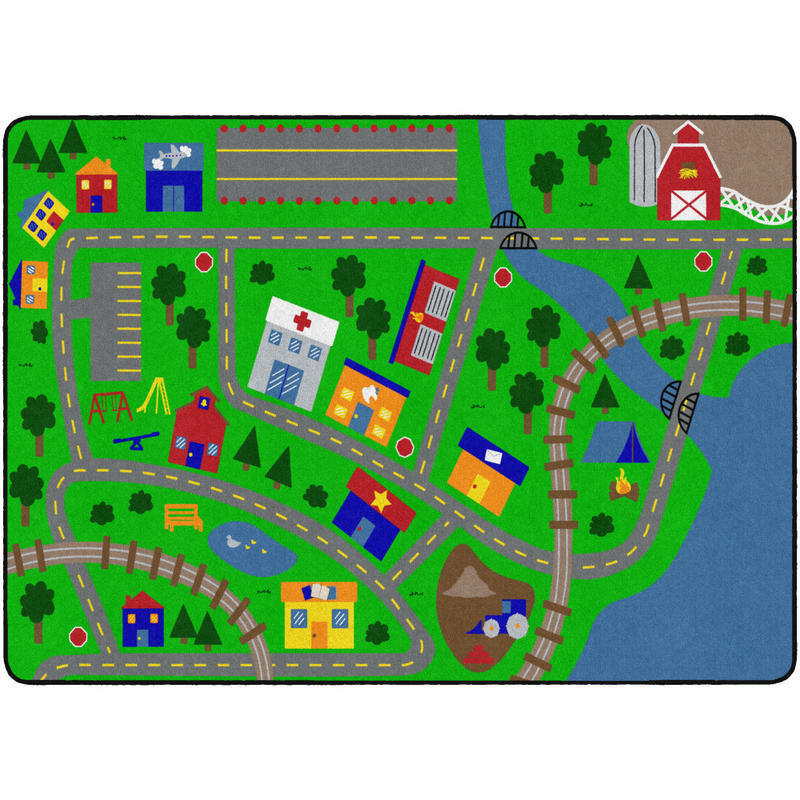 Flagship Carpets Our City Roads Area Rug, 6ftH x 8ft4inW, Green/Blue MPN:FA1362-32FS