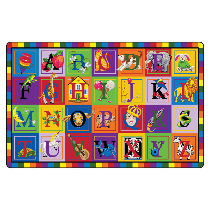 Flagship Carpets Printed Rug, 7ft6inH x 12ftW, ABC Blocks, Multi MPN:FE111-44A