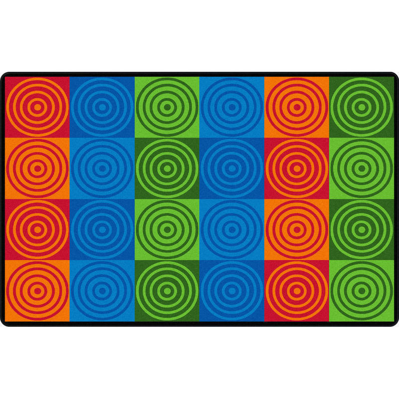 Flagship Carpets Bulls-Eye Block, Rectangle, 7ft 6in x 12ft, Multicolor MPN:FE156-44A