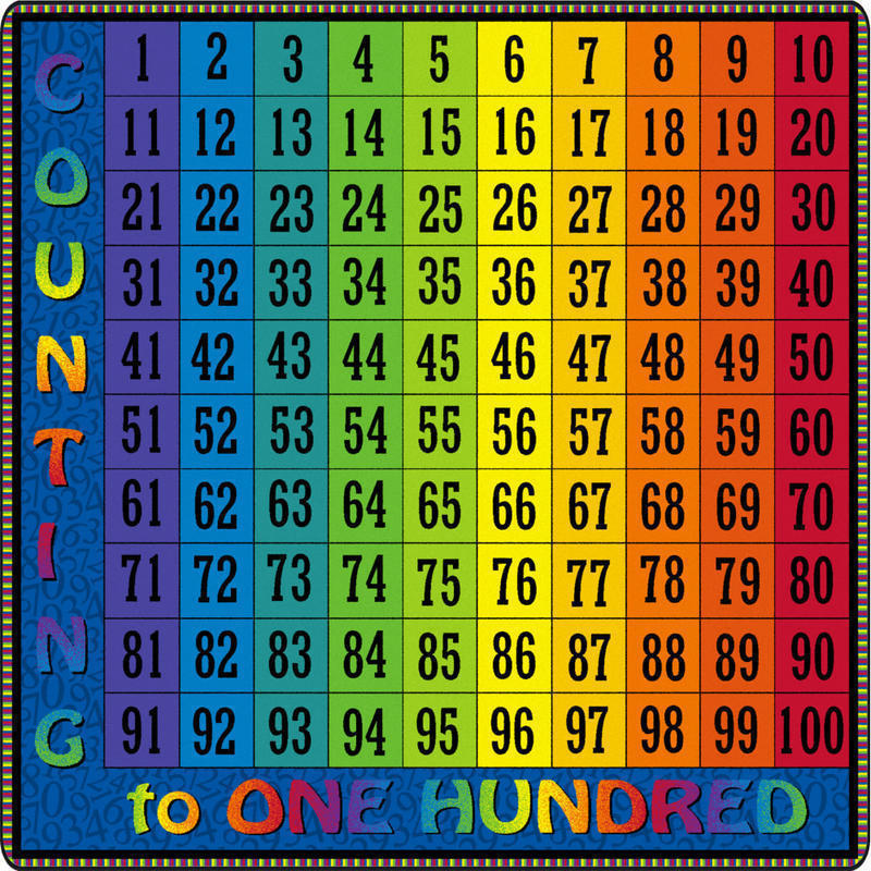 Flagship Carpets Counting To 100 Rug, Square, 6ft x 6ft, Multicolor MPN:FE222-26A