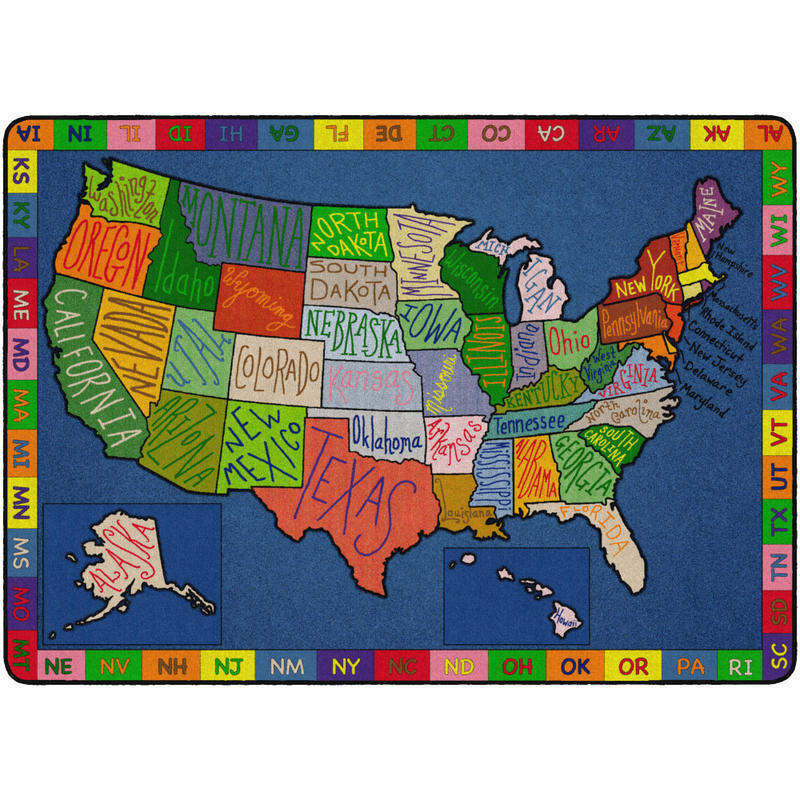 Flagship Carpets My America Doodle Map Rug, 6ftH x 8ft4inW MPN:FE262-32A