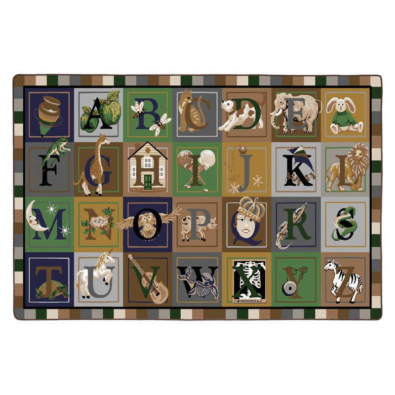 Flagship Carpets Printed Rug, 5ft10inH x 8ft4inW, ABC Blocks OMG, Multi MPN:FM173-32A