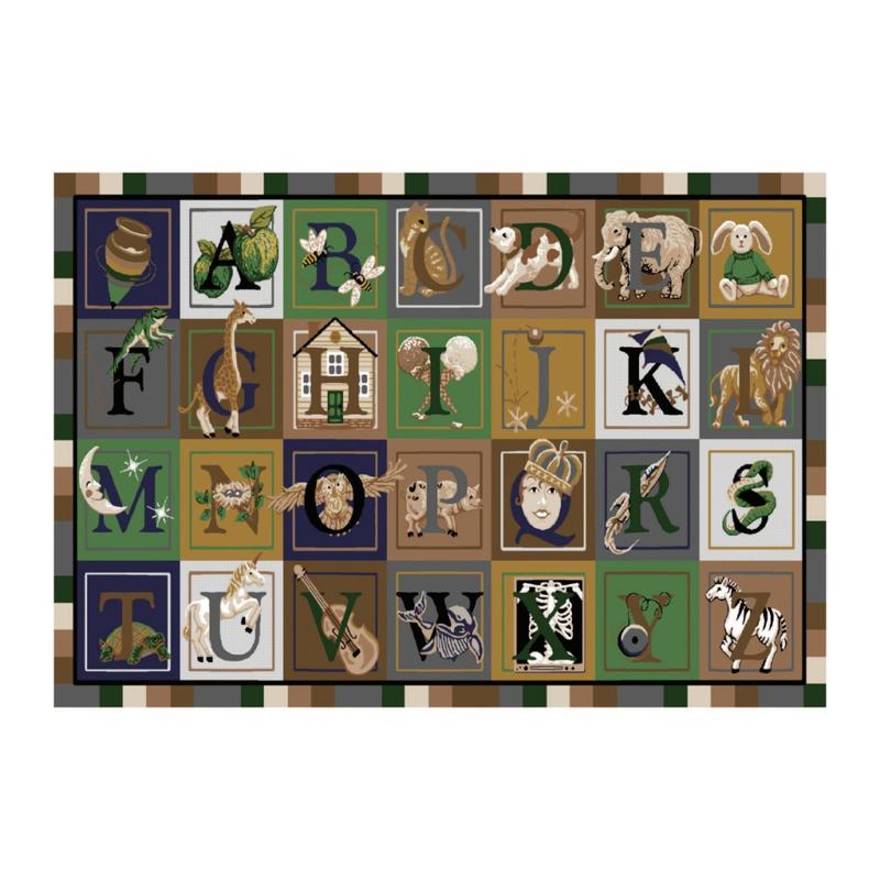 Flagship Carpets Printed Rug, 7ft6inH x 12ftW, ABC Blocks OMG, Multicolor MPN:FM173-44A