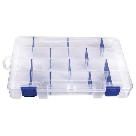 Adjustable Compartment Box, 4 to 24 Compartments, 10-5/8 in L x 6-5/8 in W x 1-3/4 in H, Clear MPN:4007