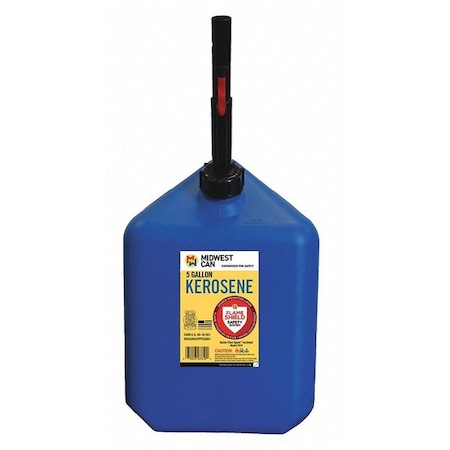 Gas Can, HDPE, 5 gal, Flame Shield Safety System, Quick-Flow Spout Included, Blue, Kerosene MPN:7610